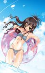  bikini day highres innertube kashiwagi_shiho non-web_source solo striped striped_bikini swimsuit to_love-ru water yuuki_mikan 