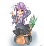  animal_ears bad_id bad_pixiv_id bunny_ears carrot defined_(pixiv) long_hair purple_hair reisen_udongein_inaba skirt solo thighhighs touhou 