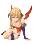  blonde_hair breasts demon_girl elbow_gloves gloves horns long_hair nipples ragnarok_online red_eyes sajipen sitting small_breasts smile succubus succubus_(ragnarok_online) wings 