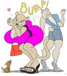  &lt;3 4_toes abeni_(zp92) anthro big_breasts breasts butt canid canine canis claws clothing digital_media_(artwork) domestic_dog duo felid female feral footwear hi_res high_heels lagomorph lion male mammal nipple_bulge onomatopoeia pantherine rabbit shoes simple_background sound_effects toe_claws toes white_background zp92 