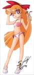  bikini blossom_(ppg) bow long_hair non-web_source orange_hair pink_eyes powerpuff_girls seiryuga solo swimsuit 