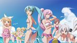  ^_^ akita_neru alternate_hairstyle aqua_eyes ball beach beachball bikini blonde_hair blue_eyes closed_eyes cloud day duplicate green_eyes hatsune_miku hug kagamine_rin lily_(vocaloid) long_hair megurine_luka meiko multiple_girls ocean outdoors pink_hair ponytail project_diva project_diva_(series) project_diva_2nd purple_eyes red_hair ribbon short_hair side_ponytail sky swimsuit swimwear_(module) swimwear_b_(module) takoluka utamaru_(konomix) vocaloid water yellow_eyes yowane_haku 