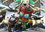  bad_id bad_pixiv_id battle chibi denji ground_vehicle kamen_rider kamen_rider_ooo kamen_rider_ooo_(series) male_focus medal monster motor_vehicle motorcycle solo sword weapon 