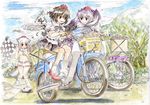  himekaidou_hatate inubashiri_momiji master_(4th) multiple_girls race_queen shameimaru_aya touhou traditional_media watercolor_(medium) 