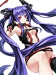  blue_hair breasts cleavage cross long_hair medium_breasts original red_eyes single_thighhigh smile solo thighhighs twintails very_long_hair zenn 