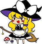  blonde_hair bow braid broom hair_bow hat kirisame_marisa long_hair mushroom mzh ribbon saliva solo super_milk-chan touhou witch_hat 