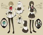  bad_id bad_pixiv_id black_hair black_legwear blonde_hair character_sheet closed_eyes copyright_request hair_over_one_eye long_hair multiple_girls outstretched_arms pantyhose sabutarou short_hair thighhighs translation_request zettai_ryouiki 