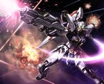  beam_rifle energy_gun energy_sword explosion futsuka_(dzone) gun gundam gundam_seed gundam_seed_a-star highres mecha no_humans original space sword tsx-01-x1_trias weapon 