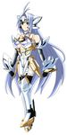  android armor blue_hair boots breasts cleavage elbow_gloves gloves highres himo kos-mos kos-mos_ver._4 large_breasts long_hair red_eyes solo thigh_boots thighhighs very_long_hair xenosaga xenosaga_episode_iii 