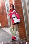  adellacosplay.com blue_eyes cosplay flay_allster green_legwear green_thighhighs gundam gundam_seed photo real red_hair redhead 