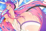  ass breasts cover dvd_cover green_eyes henshin lala_satalin_deviluke large_breasts long_hair nude official_art oka_yuuichi peke pink_hair solo tail to_love-ru transformation transforming_clothes 