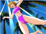  artist_request bikini blonde_hair cameltoe closed_eyes copyright_request jumping non-web_source open_mouth palm_tree short_hair solo swimsuit tank_top tree 
