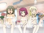  awa bath censored character_request convenient_censoring hibiki_misora hoshikawa_akane lowres multiple_girls nude oekaki rockman ryuusei_no_rockman shirogane_luna steam steam_censor towel 