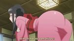  animated animated_gif ass ass_shake black_hair blush fansub japanese_clothes kanokon kimono long_hair lowres minamoto_chizuru naughty_face screencap solo subtitled 