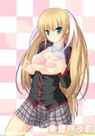  amicis bra breasts large_breasts lingerie little_busters! long_hair school_uniform solo tokido_saya underboob underwear very_long_hair 