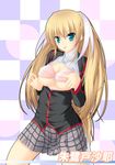  :p amicis bra breasts large_breasts lingerie little_busters! long_hair school_uniform solo tokido_saya tongue tongue_out underboob underwear very_long_hair 