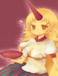  azuma_seiji black_bra blonde_hair bra breasts cup drooling horn hoshiguma_yuugi lingerie long_hair medium_breasts sakazuki see-through shirt solo star star-shaped_pupils symbol-shaped_pupils touhou underwear very_long_hair wet wet_clothes wet_shirt 