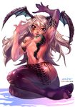  bodypaint character_request copyright_request demon_girl facepaint head_wings navel panties santa_fung side-tie_panties solo source_request succubus thighhighs underwear 
