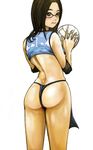  ass blush brown_eyes brown_hair glasses kazaana original solo volleyball 