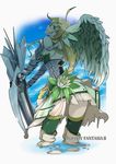  akishima_kei angel_wings armor armored_dress bad_id bad_pixiv_id blonde_hair fantasy flower long_hair pixiv_fantasia pixiv_fantasia_2 thighhighs valkyrie wings 