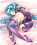  aqua_eyes ass bent_over blue_hair boots cameltoe gloves klan_klein long_hair macross macross_frontier maimu pointy_ears solo thigh_boots thighhighs very_long_hair 