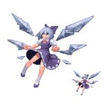  :d blue_dress blue_eyes blue_hair cirno d-01 dress flying full_body ice ice_wings kneehighs open_mouth pixel_art puffy_short_sleeves puffy_sleeves short_sleeves smile touhou white_legwear wings 