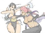  alternate_costume armpits battle braid breasts brown_eyes brown_hair china_dress chinese_clothes chun-li cleavage covered_nipples crimson_viper curvy double_bun dress duel earrings glasses gloves grey_eyes huge_breasts jewelry knees kyuraa_(kyura9een) large_breasts leather legs mature midriff multiple_girls muscle navel necktie pelvic_curtain pompadour red_hair sash short_hair sideboob silver_hair street_fighter street_fighter_iv_(series) wide_hips 