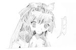  bad_anatomy bow gdrgames0 greyscale hair_bow kao_no_nai_tsuki kuraki_suzuna monochrome self_upload sketch solo 