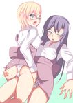  ass ass_grab glasses johnny_funamushi multiple_girls original panties underwear 