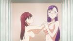  animated animated_gif blush bouncing_breasts breasts jessie_iges large_breasts lavinia_liberus lowres multiple_girls nipples nude purple_hair red_hair soukou_no_strain stomach yuri 