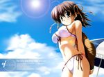  bikini breasts cleavage cloud day ef front-tie_top hat large_breasts lens_flare miyamura_miyako nanao_naru non-web_source side-tie_bikini sky smile solo straw_hat swimsuit 