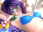  bikini purple_hair sunbathing sunglasses swimsuit 