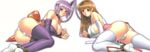  absurdres ankle_cuffs areolae ass ayane_(doa) bdsm breasts brown_eyes brown_hair chain cleavage collar cuffs dead_or_alive feet hairband highres huge_breasts iruma_kamiri kasumi_(doa) large_breasts long_hair long_image multiple_girls panties purple_hair short_hair siblings sideboob sisters tabi thighhighs underwear wide_image 