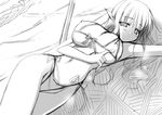  arin beach bikini breasts covered_nipples large_breasts long_hair monochrome pangya pointy_ears side-tie_bikini sketch solo stem swimsuit 