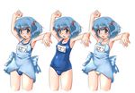 apron blue_hair hair_bobbles hair_ornament kawashiro_nitori natsume_riu one-piece_swimsuit panties school_swimsuit short_hair swimsuit swimsuit_under_clothes touhou two_side_up underwear 