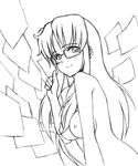  blush breasts flying_paper glasses greyscale long_hair medium_breasts monochrome nude paper read_or_die sketch solo tanisi_(hosimade) yomiko_readman 