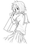  artist_request greyscale hatchet higurashi_no_naku_koro_ni monochrome nose_hatchet ryuuguu_rena school_uniform serafuku short_hair solo 