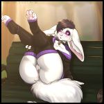  adra anthro bench blush butt canine clitoral_hood clitoris clothed clothing collar excitedcargoyle female fennec fox hindpaw legs_raised legwear looking_at_viewer mammal paws presenting presenting_pussy pussy solo thick_thighs thigh_highs 