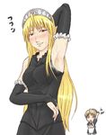  armpit_hair armpits artist_request blonde_hair blush crown elbow_gloves flandre gloves hat hime_(kaibutsu_oujo) kaibutsu_oujo long_hair multiple_girls smell sweat 
