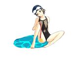  black_hair competition_swimsuit medal one-piece_swimsuit original short_hair solo spread_legs swimsuit tsukino_hp 