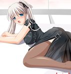  all_fours blue_eyes blush breasts kafu large_breasts mabinogi nao_(mabinogi) solo thighhighs white_hair 