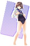  bad_feet barefoot kabocha_(monkey4) miyafuji_yoshika no_pants one-piece_swimsuit school_swimsuit school_uniform serafuku solo strike_witches swimsuit swimsuit_under_clothes world_witches_series 