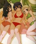  artist_request bikini black_eyes black_hair blonde_hair breasts cleavage flat_chest highres kore_ga_watashi_no_goshujin-sama kuramachi_anna large_breasts lying moire multiple_girls sawatari_izumi sawatari_mitsuki short_hair small_breasts swimsuit 