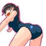  ass bad_id bad_pixiv_id enemagura_kiku_hiro eyepatch lowres one-piece_swimsuit ponytail print_eyepatch sakamoto_mio school_swimsuit smile solo strike_witches swimsuit white_eyepatch world_witches_series 