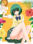  green_hair long_legs macross macross_frontier niwatori_kokezou panties pantyshot ranka_lee red_eyes school_uniform solo underwear 