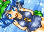  blue_hair electric_wind_instrument hat instrument kawashiro_nitori one-piece_swimsuit school_swimsuit solo swimsuit touhou two_side_up winn 