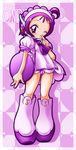  artist_request character_name highres ojamajo_doremi one_eye_closed panties purple purple_background purple_eyes purple_hair purple_panties purple_skirt segawa_onpu skirt underwear 