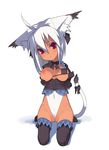  animal_ears breasts cameltoe dark_skin kokage-san kusaka_kokage large_breasts nipples original red_eyes solo tail thighhighs white_hair 