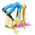  #13 backbreaker metroid personification pikachu pokemon samus_aran source_request submission super_smash_bros. surfboard_(wrestling) wrestling zero_suit 