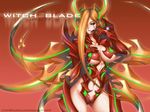  armor bikini_armor black_sclera breasts brown_hair claws cleavage hair_over_one_eye large_breasts lips momofuki_rio navel nora_(witchblade) smile solo witchblade 